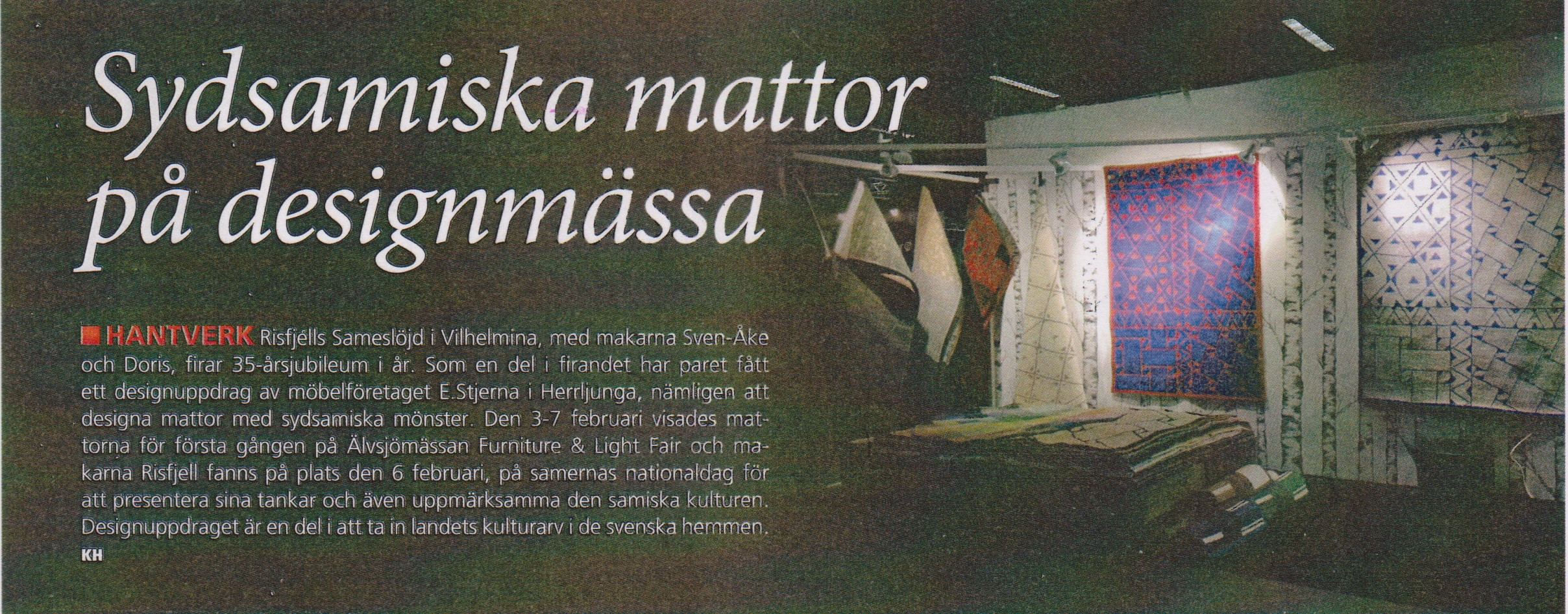 Artikel ur Samefolket 21 nov 2015 om Samiska mattor på designmässa.
